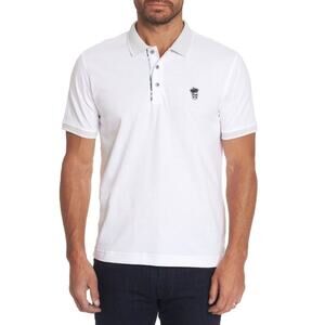 Robert Graham L Men's Classic Fit Skull Embroidered Polo Resortwear Shirt White